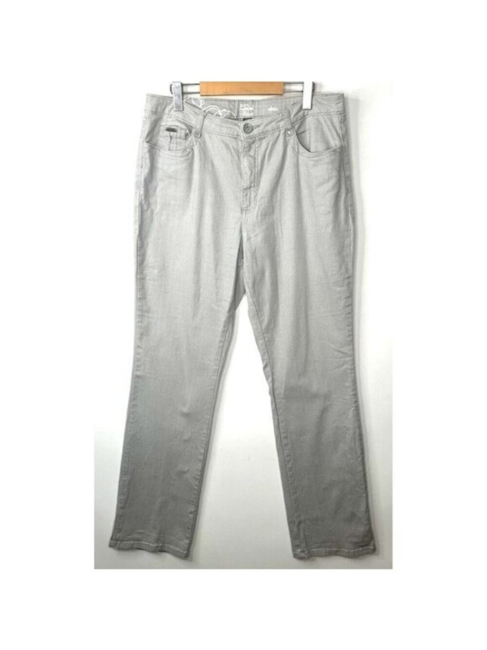 FDJ French Dressing Olivia Straight Leg Jeans Womens 16 Gray Stretch Denim